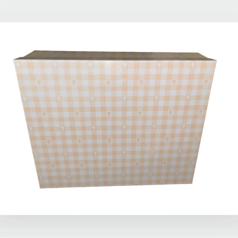 BETSEY JOHNSON PEACH & WHITE CHECKERED SKULL LUNCH BAG & SKULL TUMBLER SET NWT - Picture 9 of 12